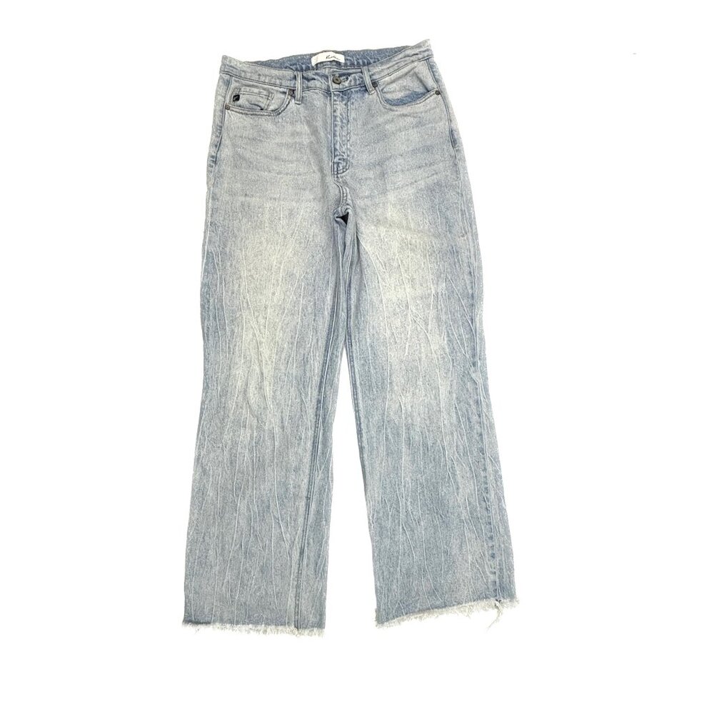 KanCan Baggy Jeans Womens 11 Light Wash Raw Hem Wide Leg Denim KC7847M